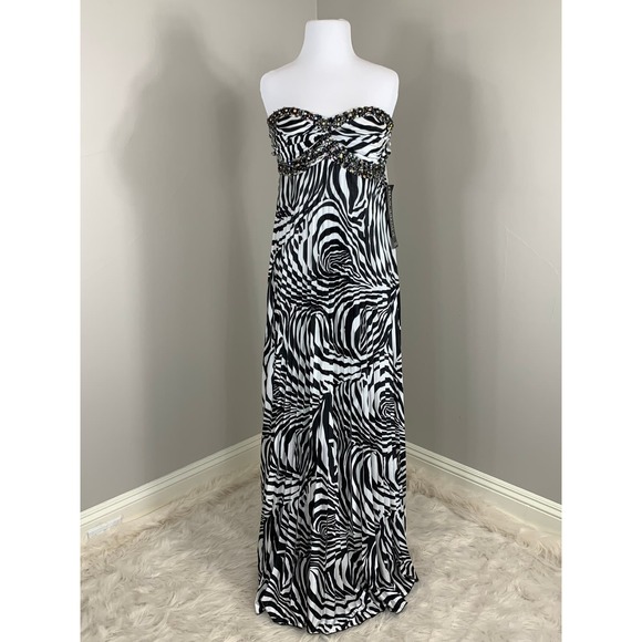 NWT Zebra Maxi Pleated Dress Wedding Guest Prom Spring Summer Special Occasion - Picture 2 of 14